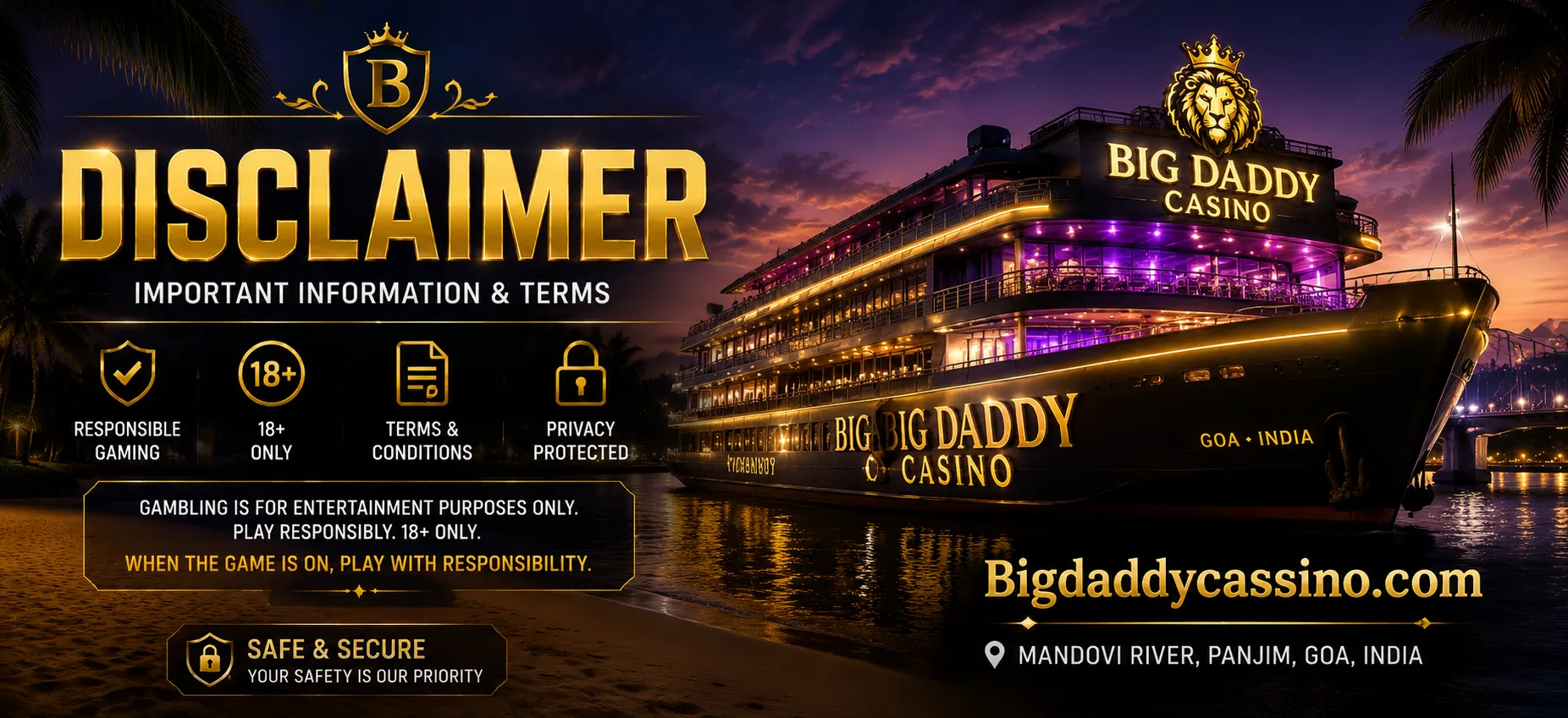 Disclaimer Big Daddy Casino