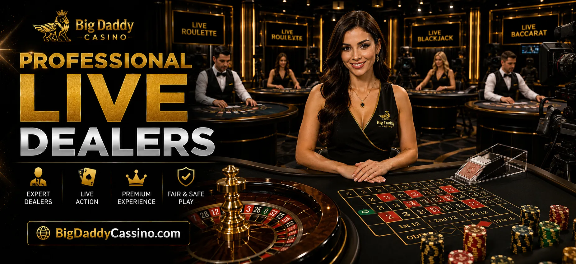 Professional live dealers at Big Daddy Casino